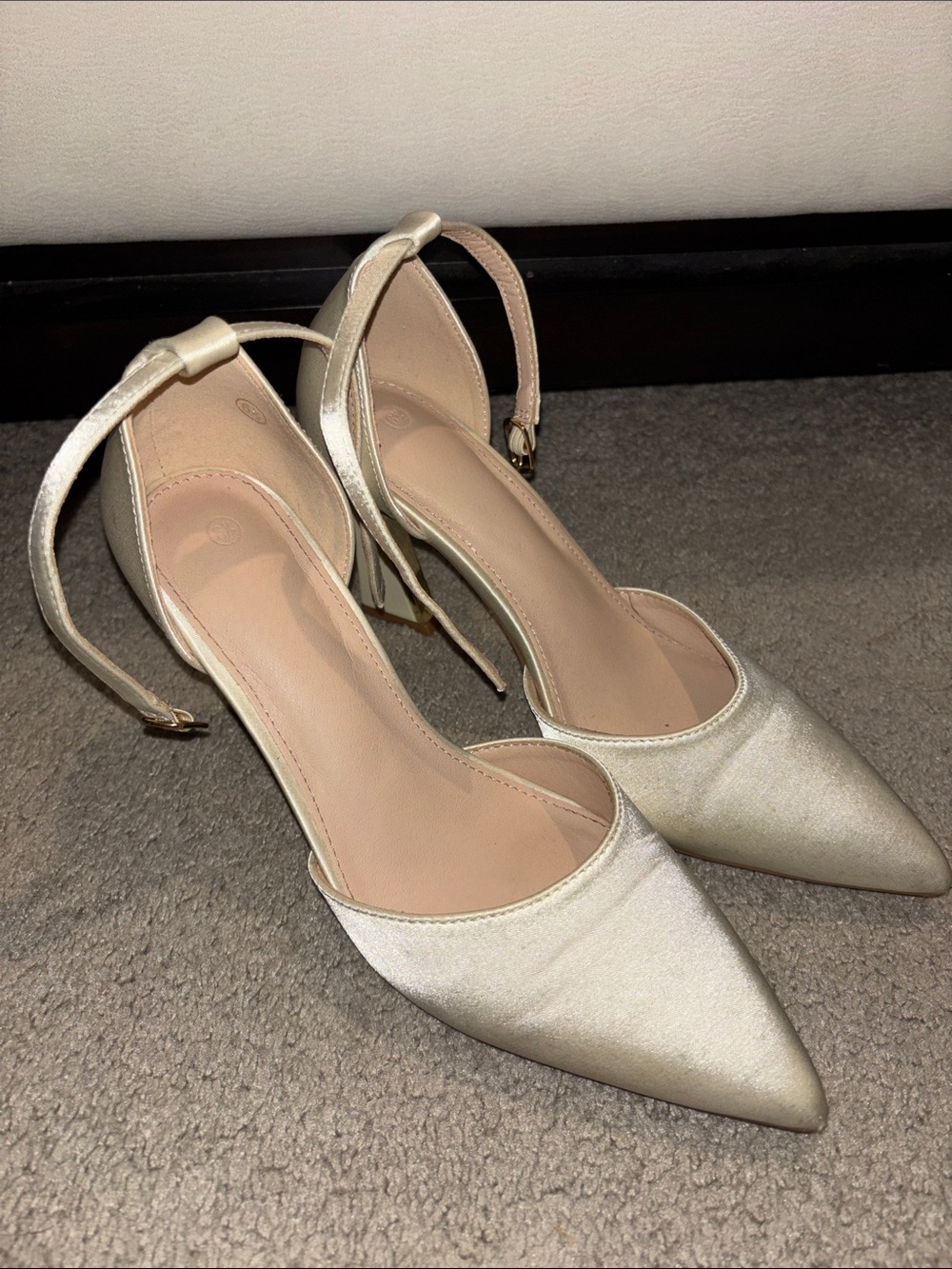Elegant Satin Pointed-toe Ankle-Strap Heels
